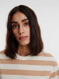 EDITED Robes En Jersey Robe Anina Femme Orange Pastel / Blanc -Stil Femme Soldes Boutique 87ed6d1211ef847ced777e6e42c0364f