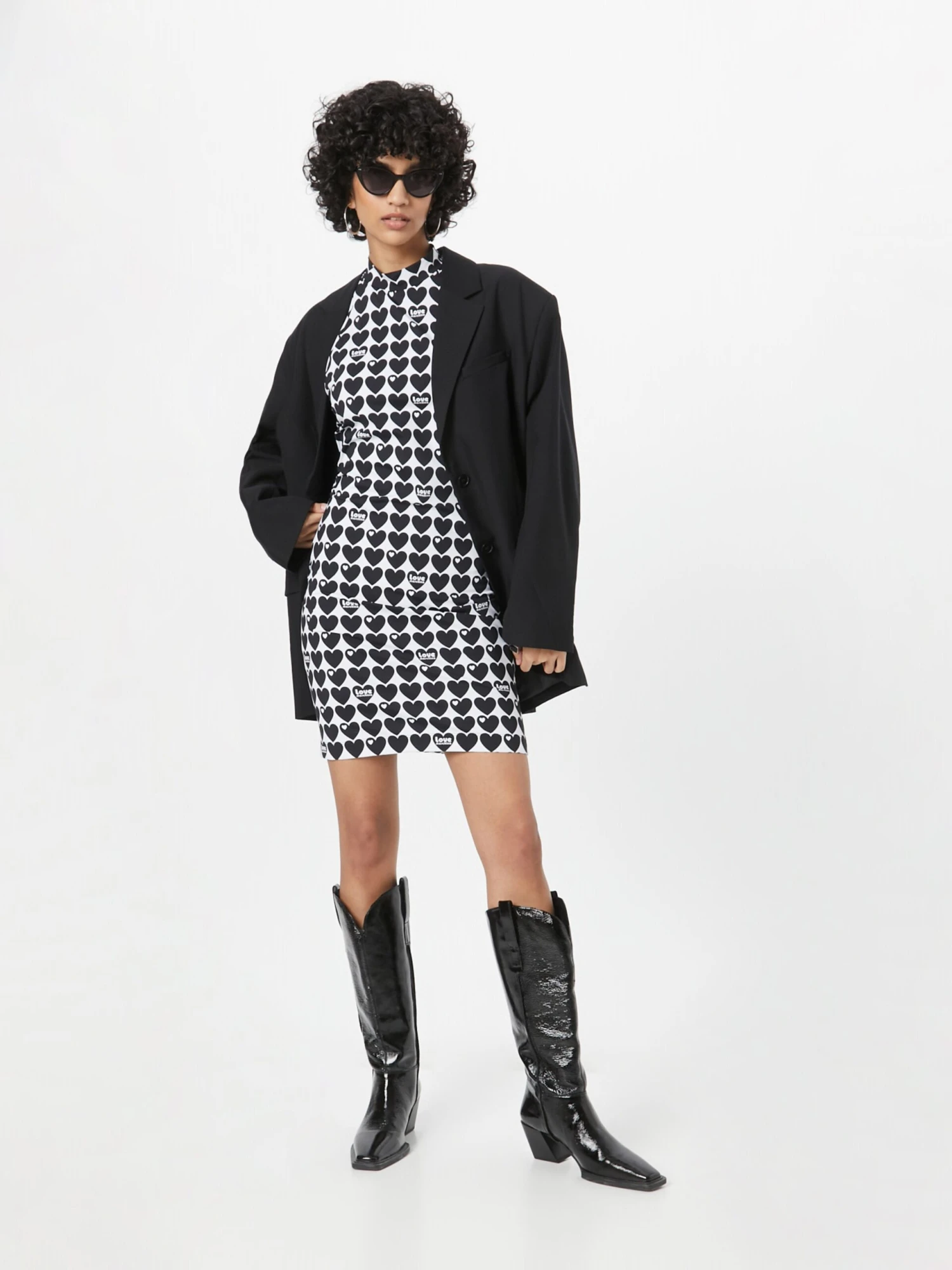 LOVE MOSCHINO Robes En Jersey Robe ABITO Femme Noir / Blanc 7 LOVE MOSCHINO Robes En Jersey Robe ABITO Femme Noir / Blanc – Image 5