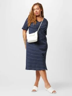 ONLY CARMAKOMA Robes En Jersey Robe FINE Femme Bleu Nuit -Stil Femme Soldes Boutique f16cf54ed04b26f6f520848d2e89ccbe